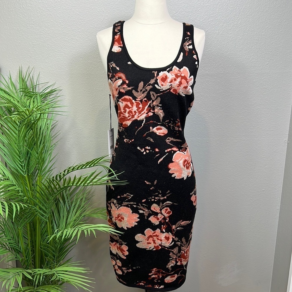 NWT Sweater Dress Ali + Jay | Knit Sleeveless Floral Dark Body Con Sheath Medium